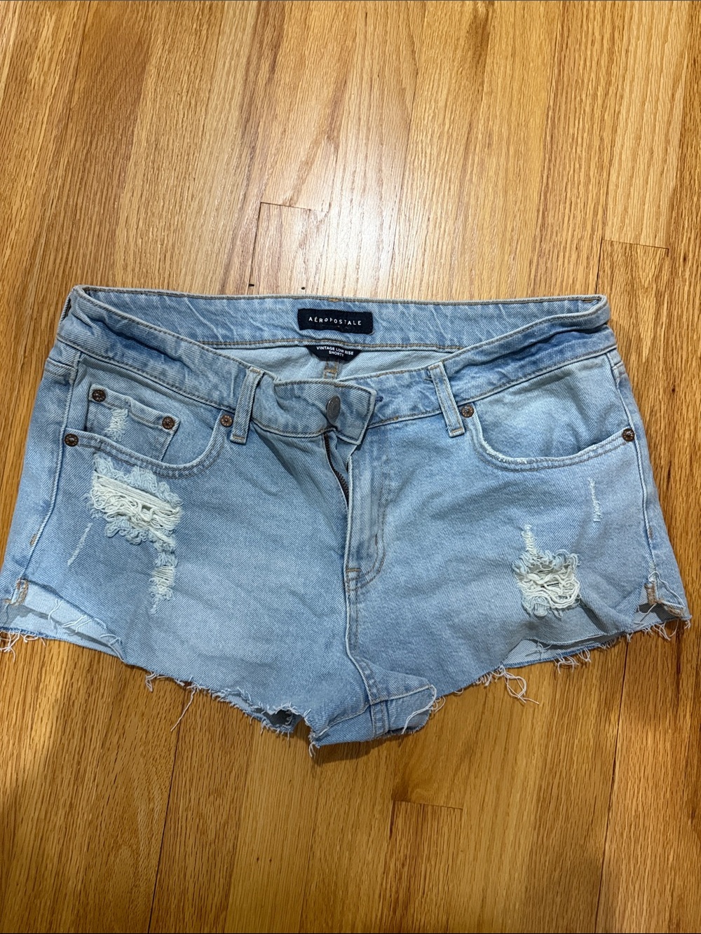 Aeropostale Light Wash Distressed Denim Cutoff Shorts